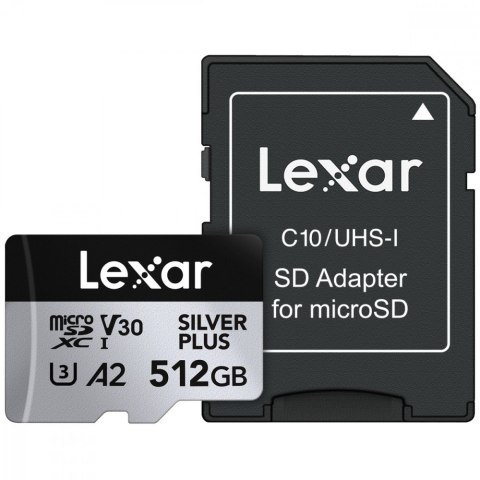 Karta pamięci microSD 512GB C10 A2 U3 V30 205/150MB/s Silver Plus