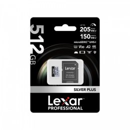 Karta pamięci microSD 512GB C10 A2 U3 V30 205/150MB/s Silver Plus