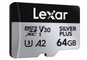 Karta pamięci microSD 64GB C10 A2 U3 V30 205/100MB/s Silver Plus