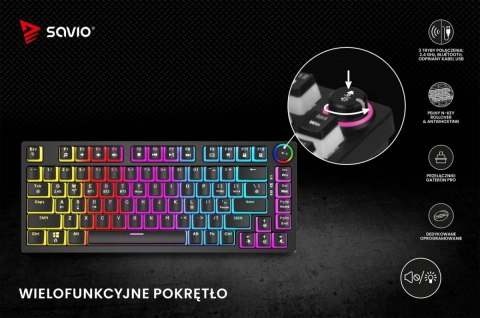 Klawiatura mechaniczna bezprzewodowa PHENIX, Gateron Yellow Pro, Pudding
