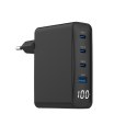Ładowarka uniwersalna 100W GaN 1xUSB-A 3xUSB-C szybkie ładowanie LCD czarna