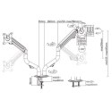 Ramię na dwa monitory biurkowe (regulowane), od 17 cali do 32 cali, obciążenie do 8kg