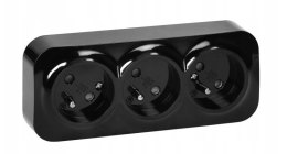 GNIAZDO POTRÓJNE TODO 2P+Z IP20, CZARNY