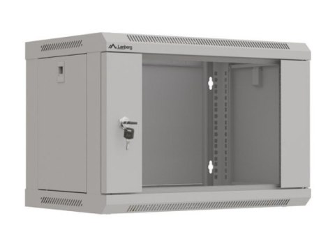 Szafa instalacyjna rack wisząca 19" 6U 540x350 szara drzwi przeszklone ( flat pack)