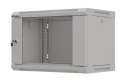 Szafa instalacyjna rack wisząca 19" 6U 540x350 szara drzwi przeszklone ( flat pack)