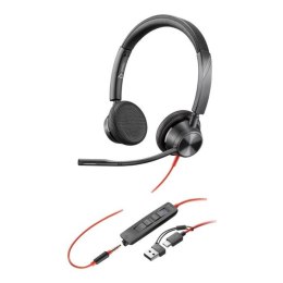 Słuchawki z mikrofonem Poly Blackwire 3325 Stereo Microsoft Teams USB-C Headset + 3,5mm jack + adapter USB-C/A