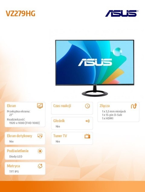 Monitor 27 cali VZ279HG IPS 120Hz HDMI VGA