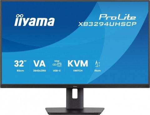 Monitor 31,5 cala XB3294UHSCP-B1.4K,VA,2xHDMI,DP,USB-C dock 95W, PIP,RJ45, 400cd, 2ms, 4xUSB, KVM,Sync,2x5W, HAS (150) PIVOT,