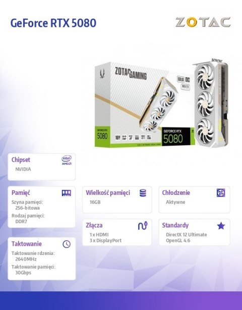 Karta graficzna GeForce RTX 5080 SOLID OC 16GB GDDR7 256bit 3DP/HDMI biała