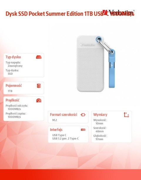 Dysk SSD Pocket Summer Edition 1TB USB-C 1000MB/s