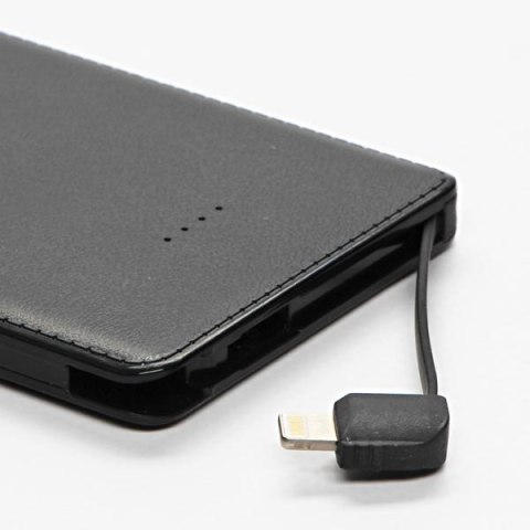 Powerbank, Li-ion, 5V, 5000mAh, do ładowania telefonów i innych urządzeń, 2 złącza, czarna, EOL