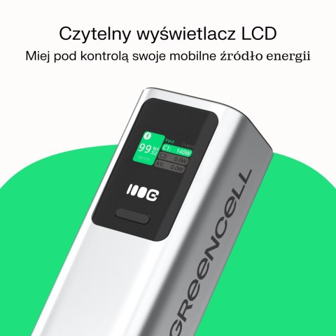 Greencell power bank 25200mAh 140W PD USB-C z szybkim ładowaniem do Laptop, MacBook, iPhone 16 15 14 do max, Samsung Galaxy S25