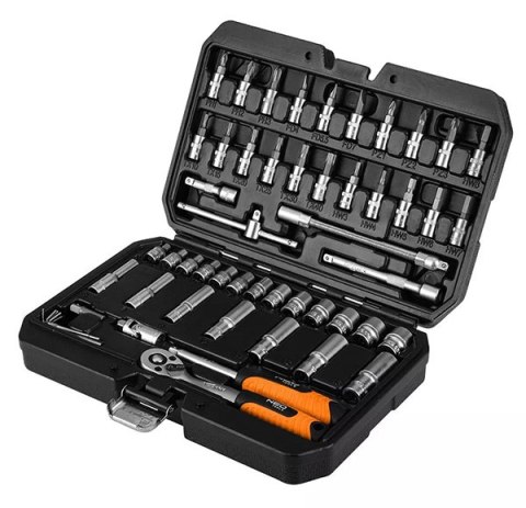 Zestaw kluczy nasadowych10-201, 55, rozmiar 1/4, walizka, NEO TOOLS