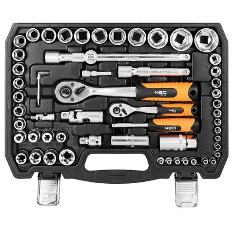 Zestaw kluczy nasadowych10-212, 108 szt, rozmiary 1/4 i 1/2, walizka, NEO TOOLS