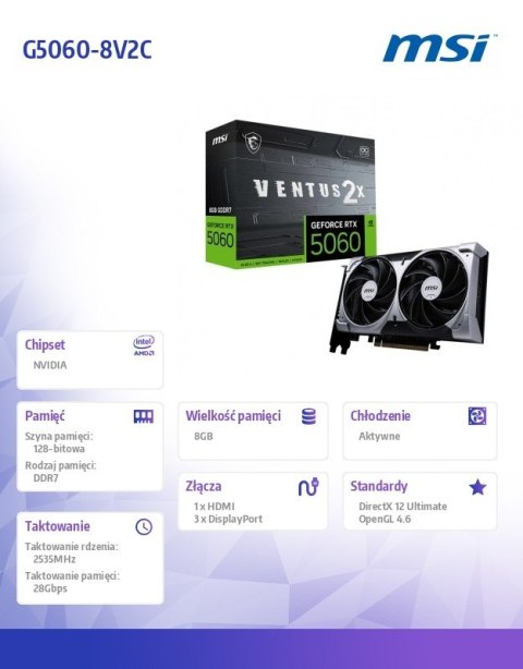 Karta graficzna GeForce RTX 5060 8G VENTUS 2X OC