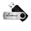 MediaRange USB flash disk, USB USB 2.0, 64GB, czarny, MR912, USB A, swivel / twister