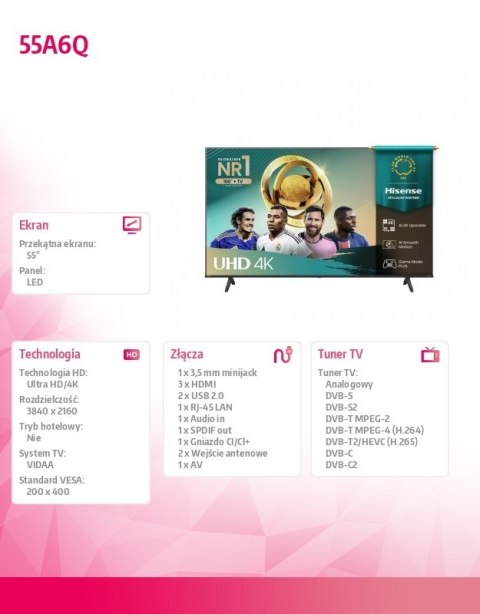 Telewizor LED 55 cali 55A6Q