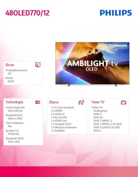 Telewizor OLED 48 cali 48OLED770/12