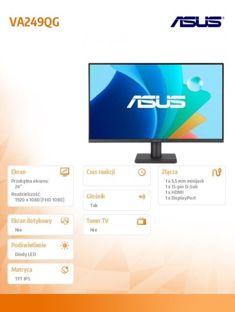 Monitor 24 cale VA249QG IPS 120Hz HDMI DP VGA