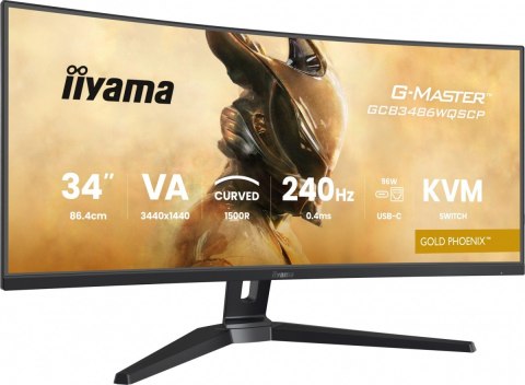 Monitor G-Master 34 cale GCB3486WQSCP-B1,VA,UWQHD,240HZ,0.4ms,1500R,HDR400,500cd,21:9,HDMI (2.1), USB-C dock 95W, RJ45, 2x5W, KV