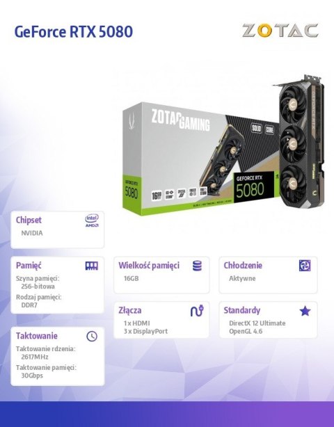 Karta graficzna GeForce RTX 5080 SOLID CORE 16GB GDDR7 256bit 3DP/HDMI