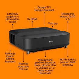 Projektor EH-LS670B 3LCD KD 4KUHD/3600L/5m:1/16:9/czarny