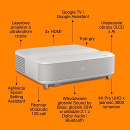 Projektor EH-LS670W 3LCD KD 4KUHD/3600L/5m:1/16:9/biały