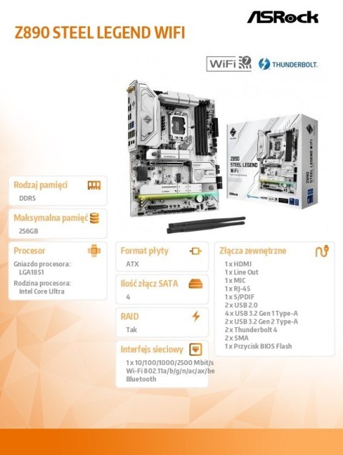 Płyta główna Z890 STEEL LEGEND WIFI ATX