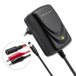 Ładowarka do akumulatora Qoltec AGM GEL STD 12V | 1A | Prostownik z sygnalizatorem LED