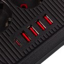 Listwa zasilająca MCE391 B 6 gniazd 4xUSB-A 1xUSB-C, 110-240V AC 50/60Hz, 2.1A max 2500W, czarna