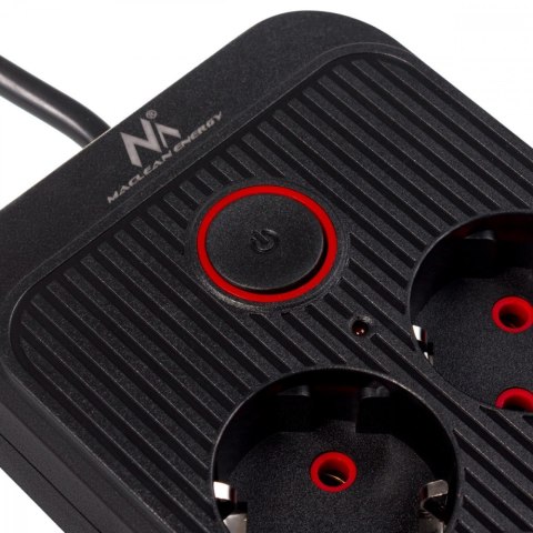 Listwa zasilająca MCE391 B 6 gniazd 4xUSB-A 1xUSB-C, 110-240V AC 50/60Hz, 2.1A max 2500W, czarna