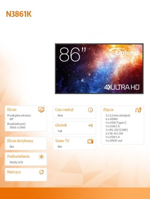 Monitor wielkoformatowy IFPD N3861K H1F2C0HBW101