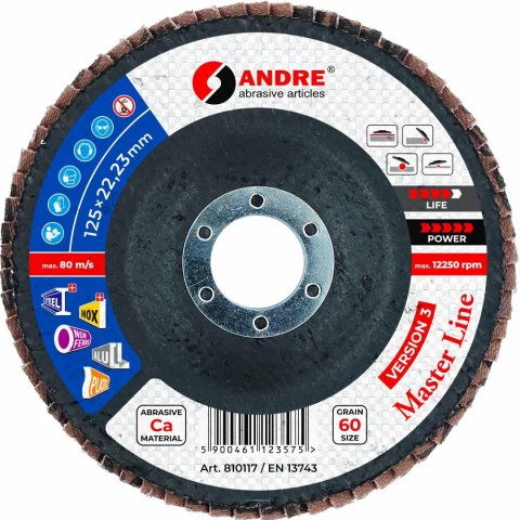ANDRE ŚCIERNICA LISTKOWA 125mm P 60 CERAMICZNA MASTER LINE WERSJA III