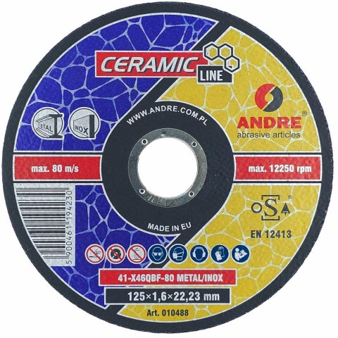 ANDRE TARCZA DO METALU 125 x 1,6mm METAL/INOX CERAMIC LINE X46QBF