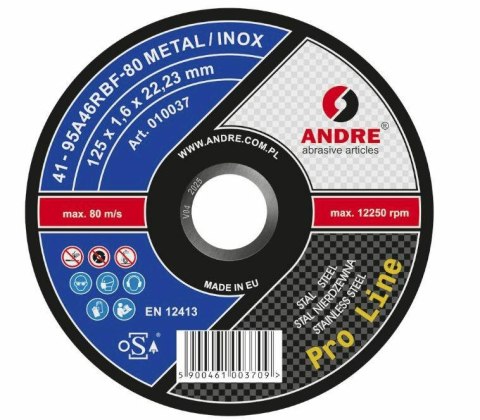 ANDRE TARCZA DO METALU 125 x 1,6mm METAL/INOX PRO LINE 95A46R