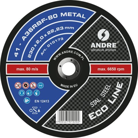 ANDRE TARCZA DO METALU 230 x 2,0mm METAL ECO LINE