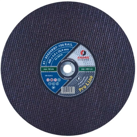 ANDRE TARCZA DO METALU 400 x 4,0mm x 25,4mm RAIL 100 PRO LINE 95A24RBF DO SZYN KOLEJOWYCH