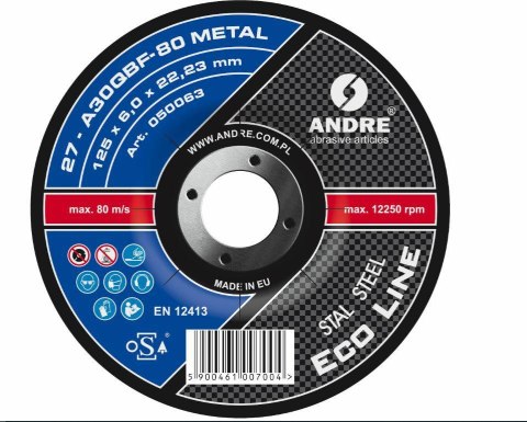 ANDRE TARCZA DO SZLIFOWANIA METALU 125 x 6,0mm METAL ECO LINE A30QBF