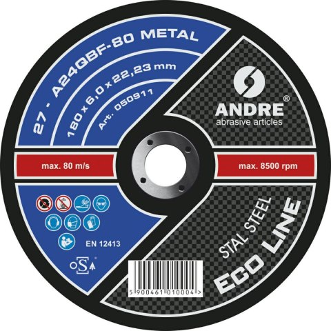 ANDRE TARCZA DO SZLIFOWANIA METALU 180 x 6,0mm METAL ECO LINE A24QBF