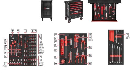 EINHELL WÓZEK NARZĘDZIOWY 6-SZUFLAD 149el.