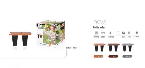 PP.PALISADA OGRODOWA PŁASKA 2 SZARA 3,8m