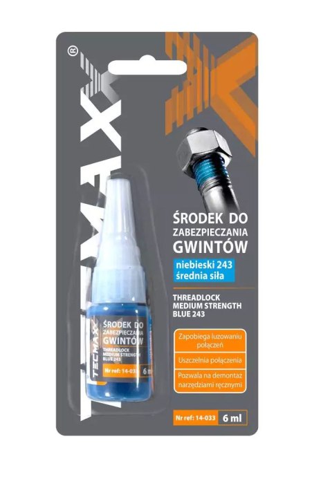 TECMAXX ŚRODEK DO ZABEZPIECZANIA GWINTÓW NIEBIESKI - ŚREDNI 6ml