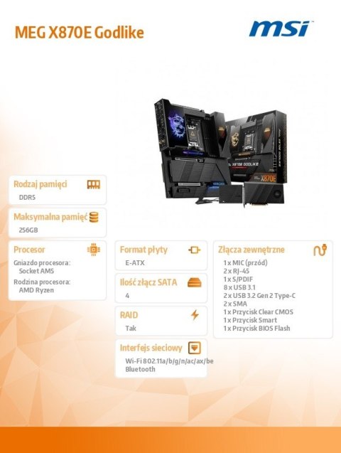 Płyta główna MEG X870E GODLIKE AM5 4DDR5 ATX