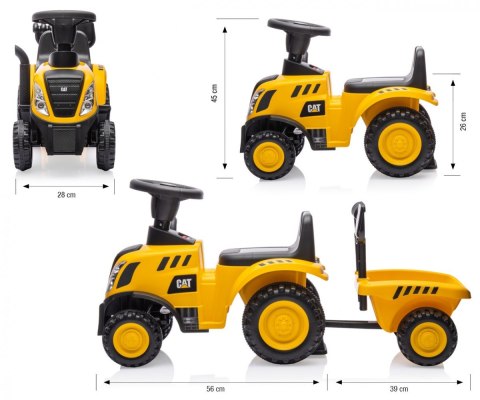 Pojazd CAT Traktor z przyczepą żółty jeździk