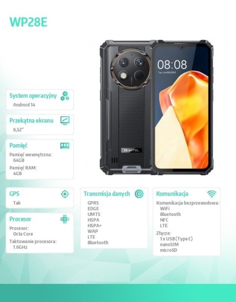 Smartfon WP28E 4G 4/64GB IP69K Czarny