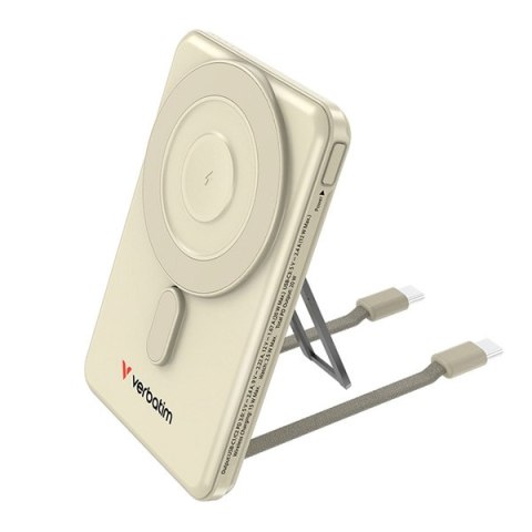 Verbatim, Powerbank Charge ,n, Go z dwoma kablami, 5V, ładowanie telefonu, 32253, 5 000mAh, Mocowanie magnetyczne, złota