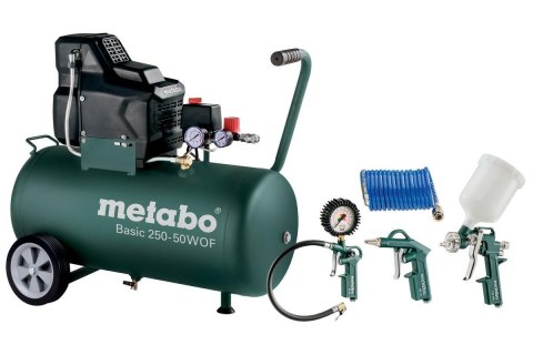 METABO KOMPRESOR BASIC 250-50 W OF + LPZ 4 230V 50L 8BAR 120L/MIN BEZOLEJOWY