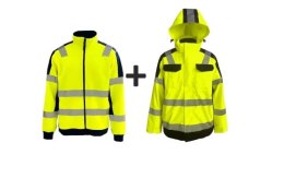 KURTKA PRZECIWDESZCZOWA Z PODPINKĄ, ŻÓŁTA, ROZ. XXL