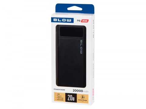 PowerBank PB20E QC+PD 20W 20000mAh+lightning Czarny
