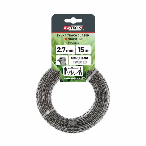 AWTOOLS ŻYŁKA TNĄCA CLASSIC 2,7x15m/SKRĘCANA